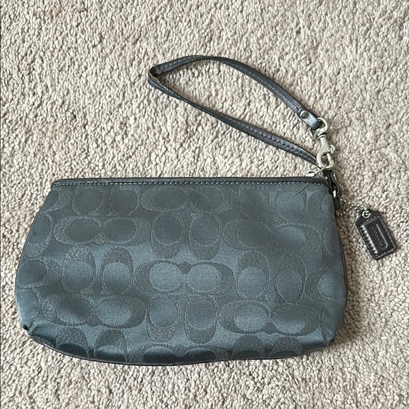 Coach Gray Clutch with Pleated Detail and Shoulder Strap - Picture 2 of 4